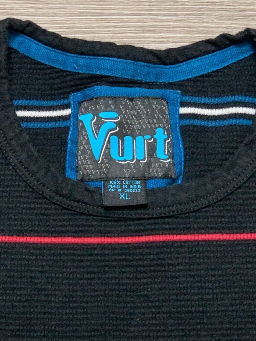 VURT Knit Sweater Mens Size XL Black Striped Long Sleeve Pullover Crew Neck - Picture 5 of 12